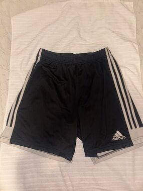 Adidas Men’s Black Athletic Shorts with White Stripe Trim